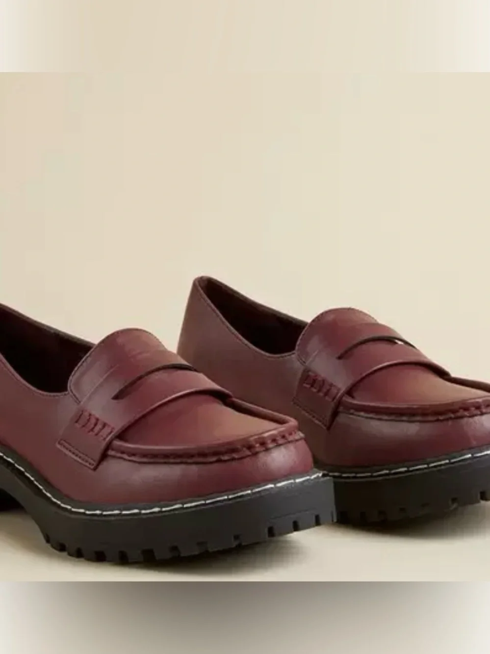 Torrid Burgundy Lug Sole Slip On Penny Loafers Extra Wide Width Size 10.5 WW